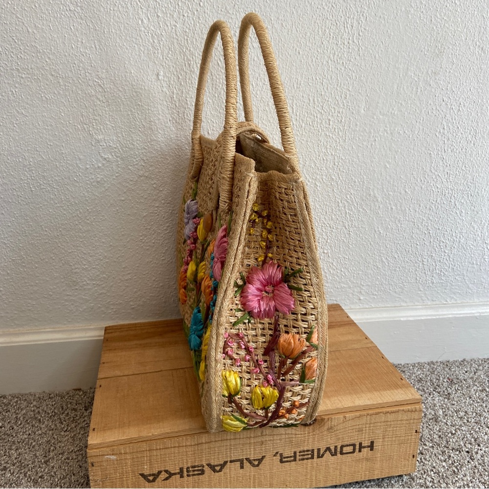 Vintage Floral Embroidered Tote Bag - Picture 8 of 9